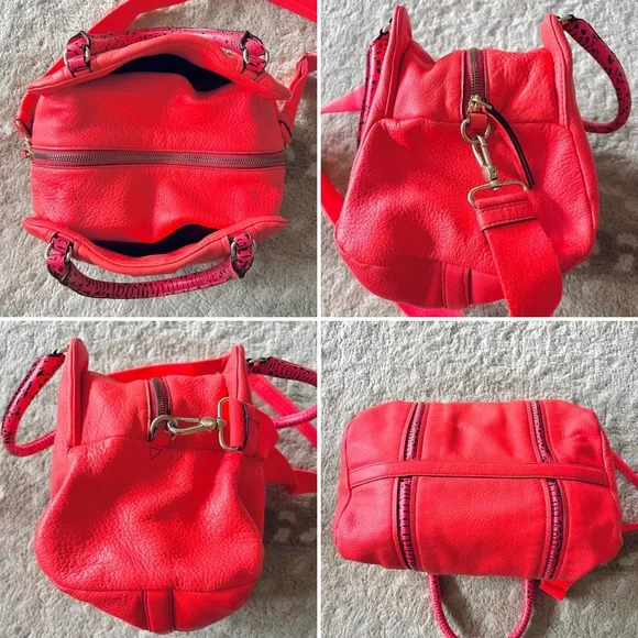 Marc By Marc Jacobs Q Snake Satchel Crossbody Bag Leather Multi Neon Orange Pink - Picture 5 of 16